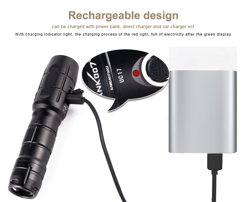 UC17 USB Rechargeable Flashlight tank007