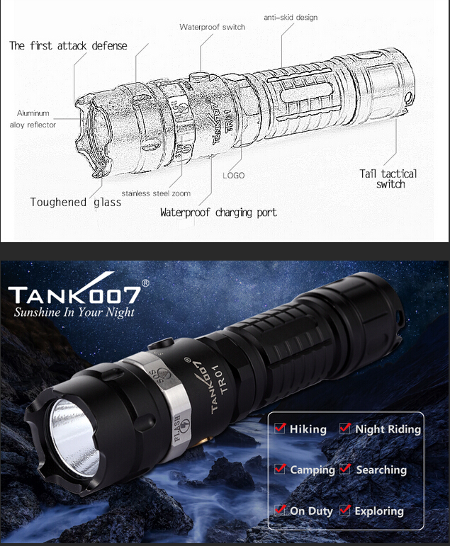 How to choose LED Flashlights TR01 tank007 flashlight cree led