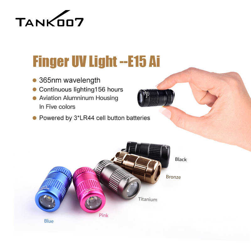 TANK007 E15 Ai Mini Keychain 365nm UV Torch Light Ultraviolet Flashlight for promotion sales