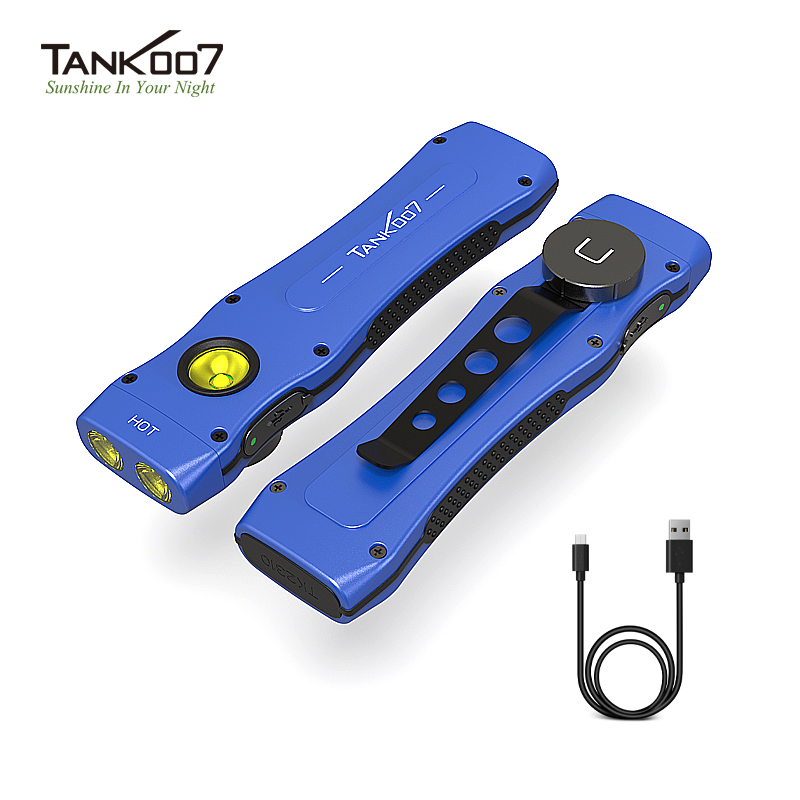 TANK007 Slim Strong Light Flashlight WF02 Blue Rechargeable Pocket Flashlight